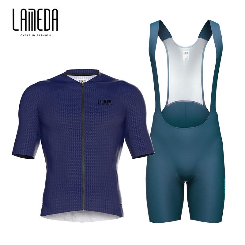 2026 Lameda Cycling Clothes Summer Men's Short Sleeved Fast Drying Breathable Cycling Jersey Cycling Shorts Strap Set for Men