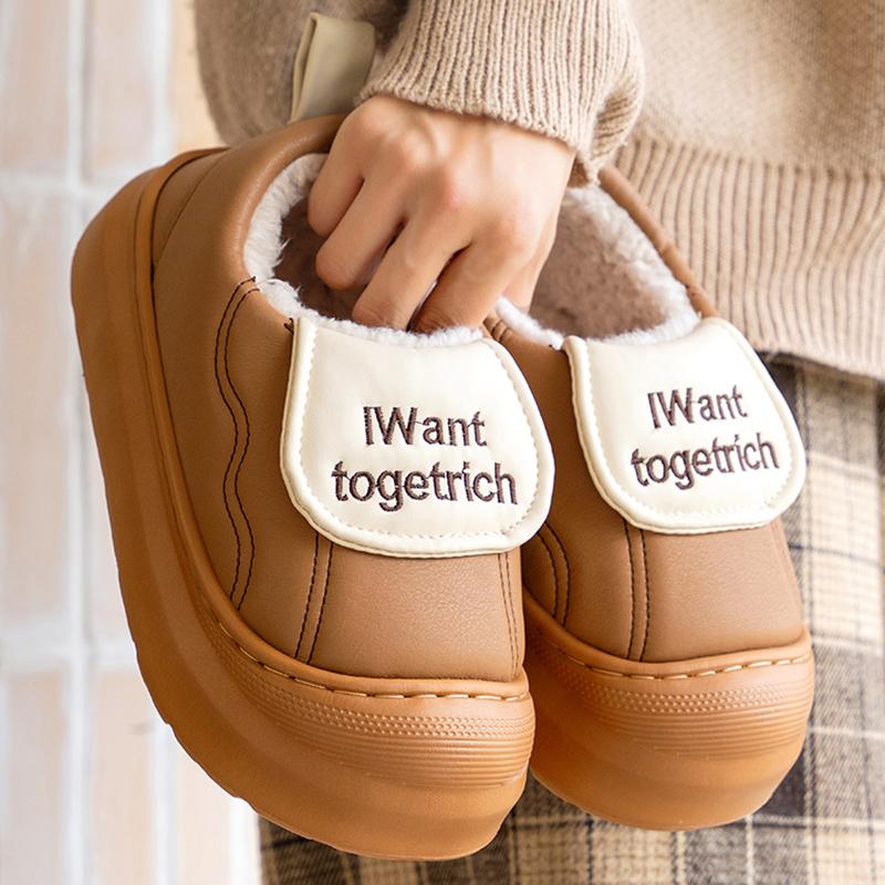 

Fashion Thick Bottom Winter Cotton Padded Shoes Women Comfy Warm Thicken Plush Warm Snow Boots Woman Lightweight Non Slip Ankle Boots 36-37 кофейный