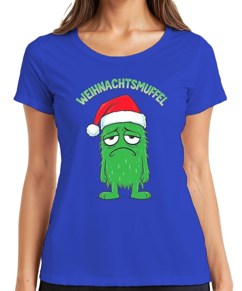 Christmas Muffin Xmas Gift Funny Green Monster Hat Ladies TShirt