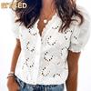 Blusas y Camisas Casuales de Moda para Mujer con Cuello en V y Manga Corta