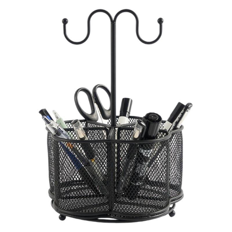 Multifunctional Office Desk Organisers Pen Holder with Keychain Hook, Mesh Pen Holder Space Saving Desk Pen Organiser