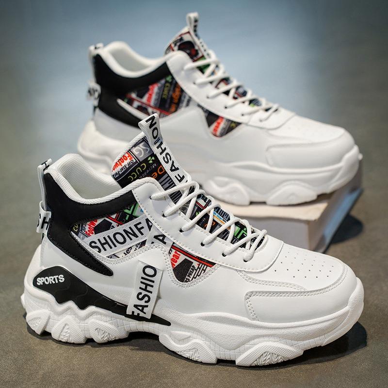 Autumn Men's Shoes New High-top Shoes Men's Sports Shoes Trendy Versatile Thick-soled Heightening Casual Running Shoes