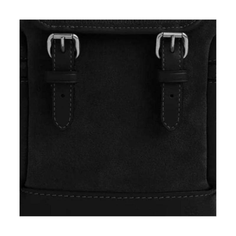 COACH Sprint 15 magnetic buckle buckle closure adjustable shoulder strap pebbled leather and smooth calfskin crossbody bag mini men's black