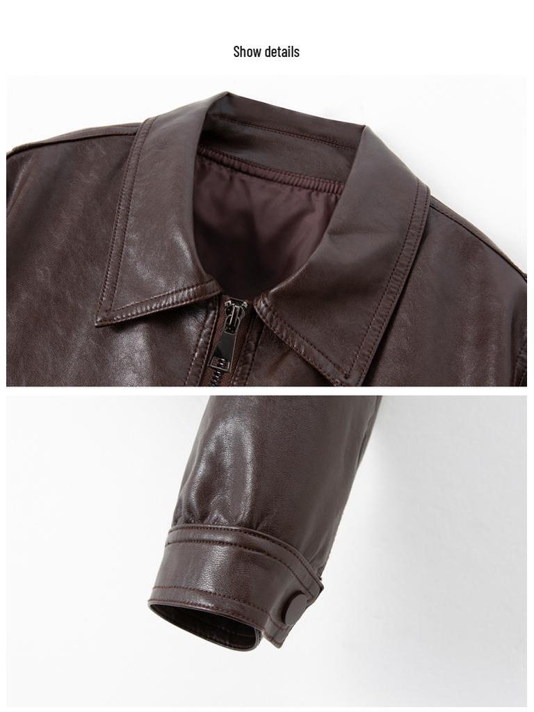 Damen Lammleder Motorradjacke - Kurz, Lockerer Schnitt, Lässiger Reverskragen für Herbst & Winter Mode