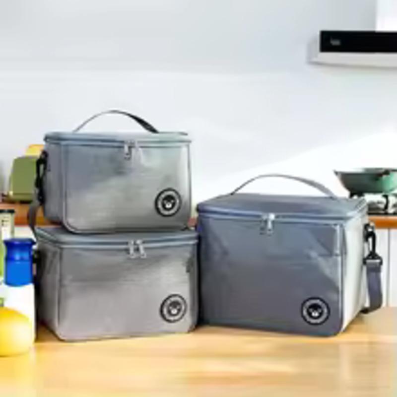 

1PC S/M/Lsize Insulated Lunch Bag Large Capacity Thermal Food Container Adjustable Shoulder Strap Thickened Lunch Box for School S сірий