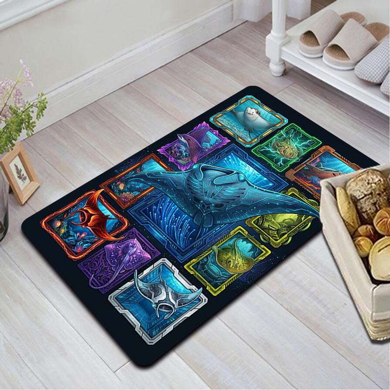Cybernetic Marine Life Pattern Rug Floor Mat for Living Room or Bedroom Soft and Comfortable Carpet a Gift for Birthday and Holiday.