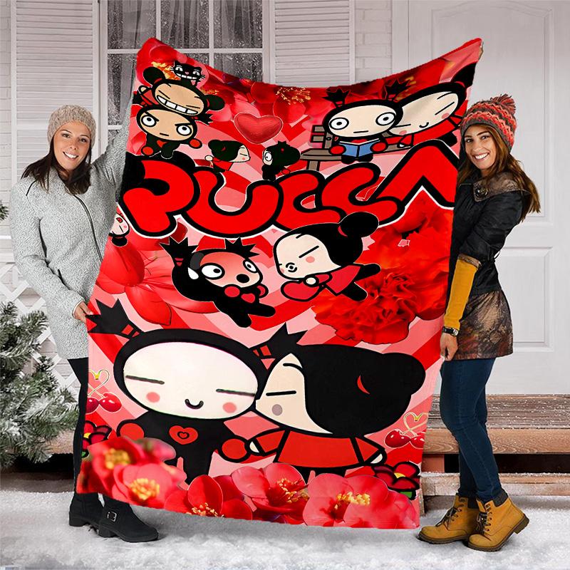 Pucca2 printed throw blanket—lightweight,soft,warm;versatile blanket for all seasons—perfect as &air-conditioning throw,nap blanket