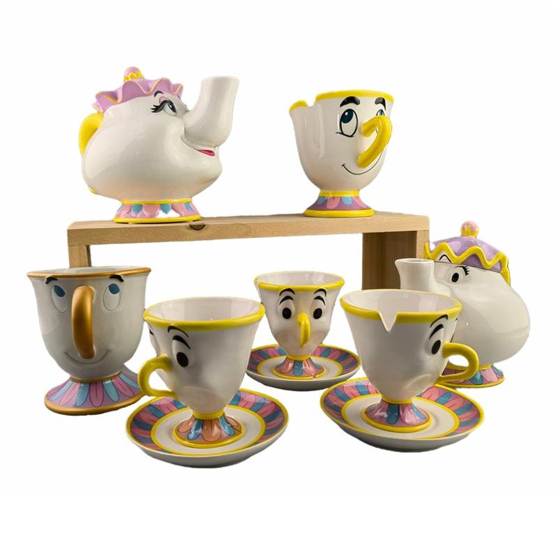 Strictly Selected Tea Pot Mrs. Archie Cup Beautiful Woman and Beast Teapot Gilded Plate Teacup