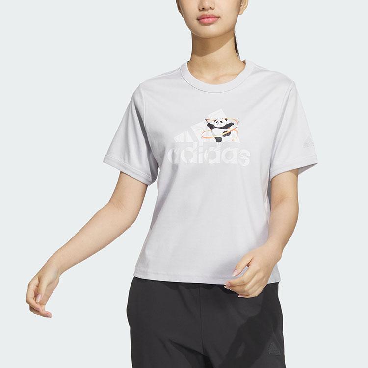 Adidas T-Shirt With Sport Graphic Women Tops Gray JI6865