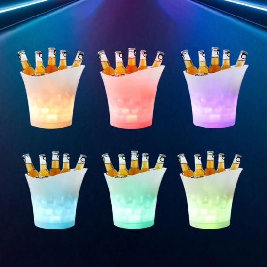 Xiaobudian LED Light Up Ice Bucket, Glowing Beer Bucket with Color Changing Lights, Battery Powered Champagne Cooler for Bar KTV Party