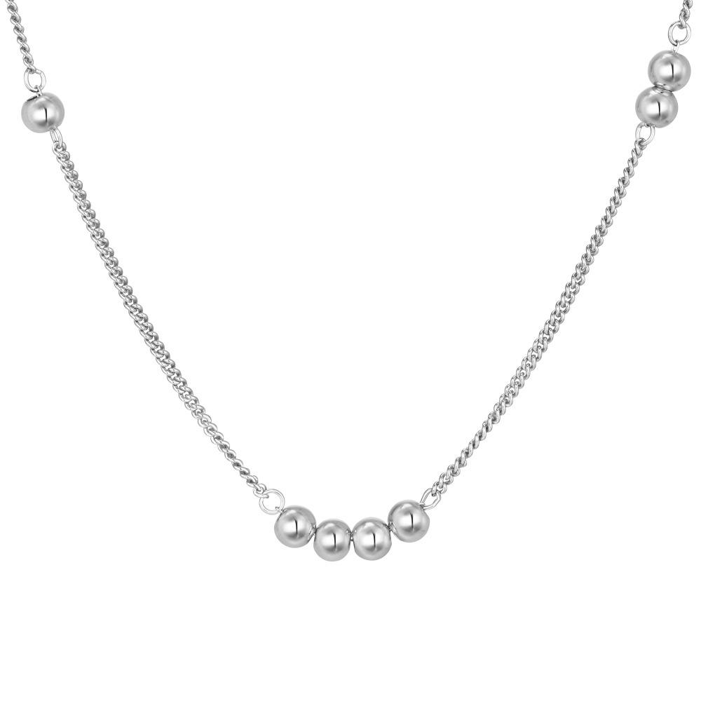 Korean 925 Sterling Silver Beaded Necklace for Women - Simple, Irregular Design Clavicle Chain