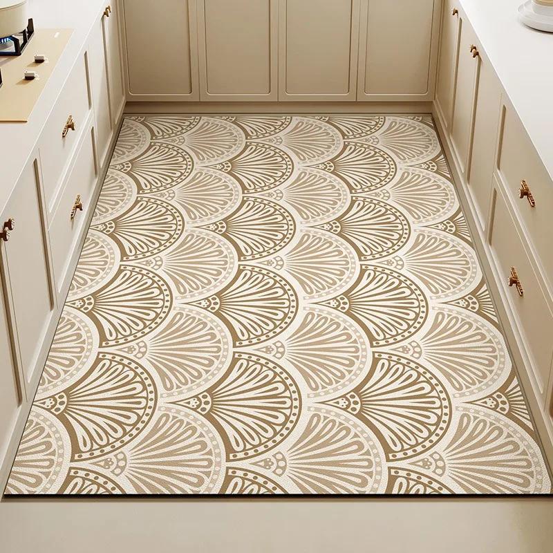 Carpet for Kitchen Pvc Floor Mat Large Size Waterproof Non-slip Carpets Leather Anti-oil Foot Mats Retro Home Decoration Rug