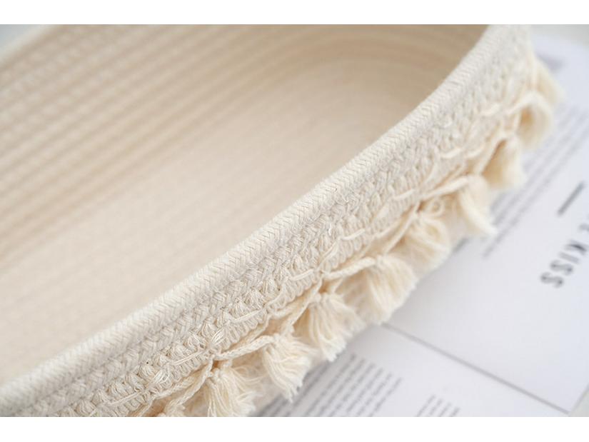 Beiger Baumwollseil Quastenkorb, Wohnzimmer-Organizer im Bauernhausstil