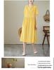2025 Summer Retro Chinese Style Loose Jacquard Dress - Mid-Length Solid Color Skirt