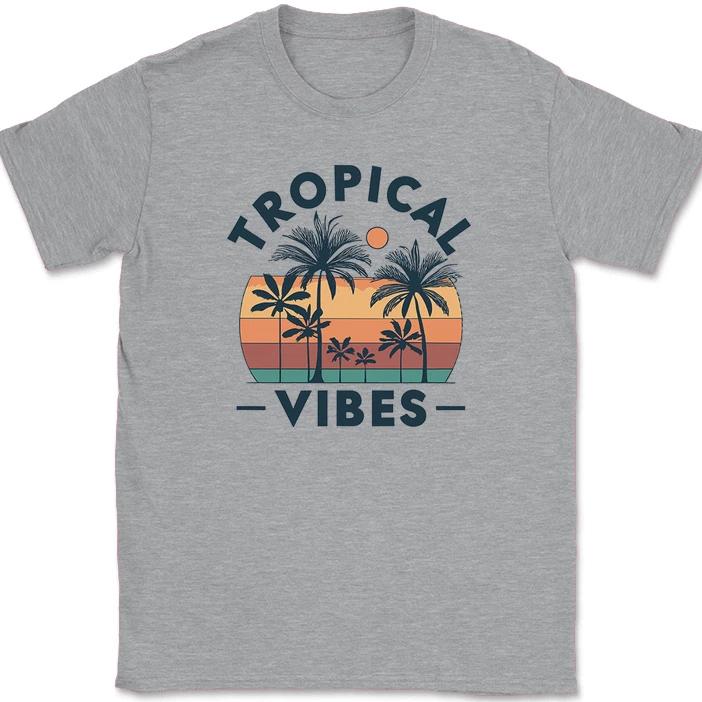 

Tropical Vibes T-Shirt Funny Vacation Beach Family Group Trip Ocean Tee 2XL