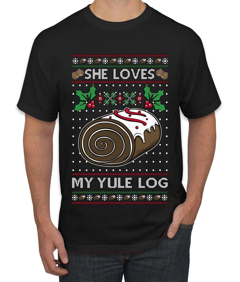 Yule Log Couples Matching Ugly Christmas Men s T- Shirt 3XL