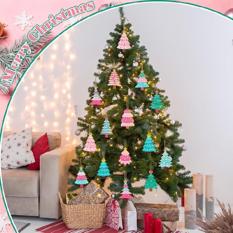 Natural Wood Christmas Hanging Decorations Vintage Inspires Carved Designs Pendant For Indoor Fireplaces Tree