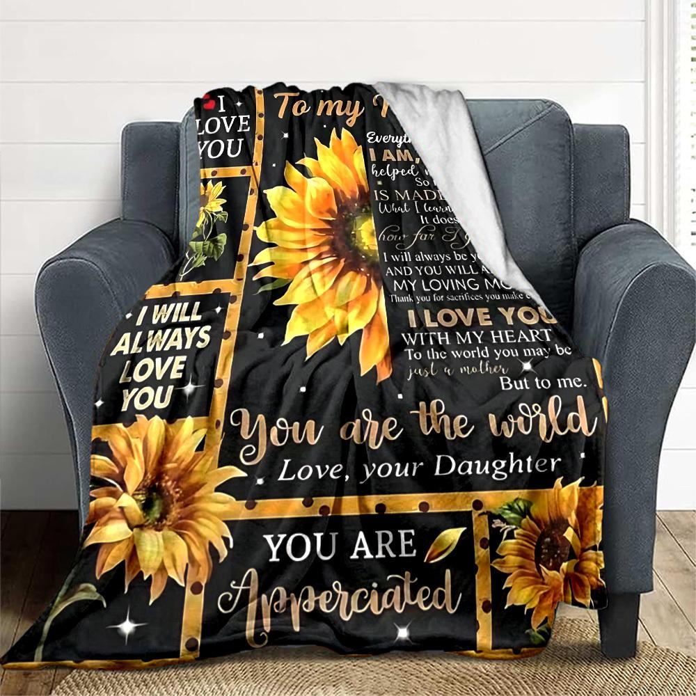 1pc Sunflower Mom Poster Blanket - Perfect Gift for Birthdays, Christmas & Halloween- Soft, Warm & Versatile yy250909099