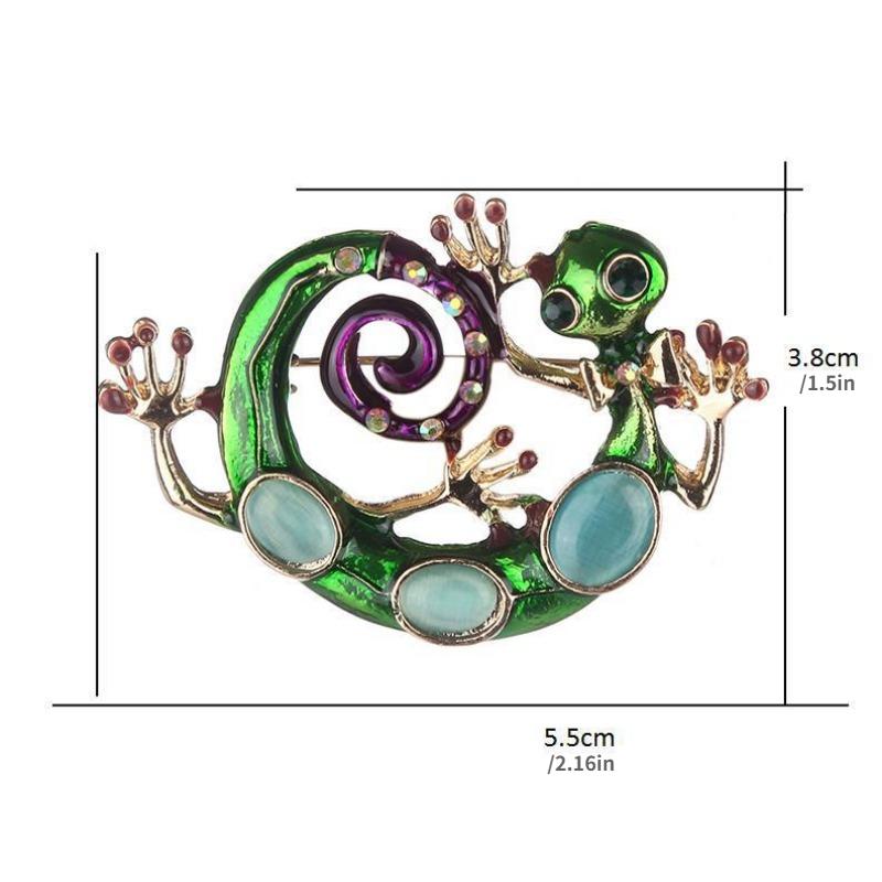 Blue Enamel Lizard Gecko Snake Brooches for Women Corsage Diamante Embellishments Kihen Broach