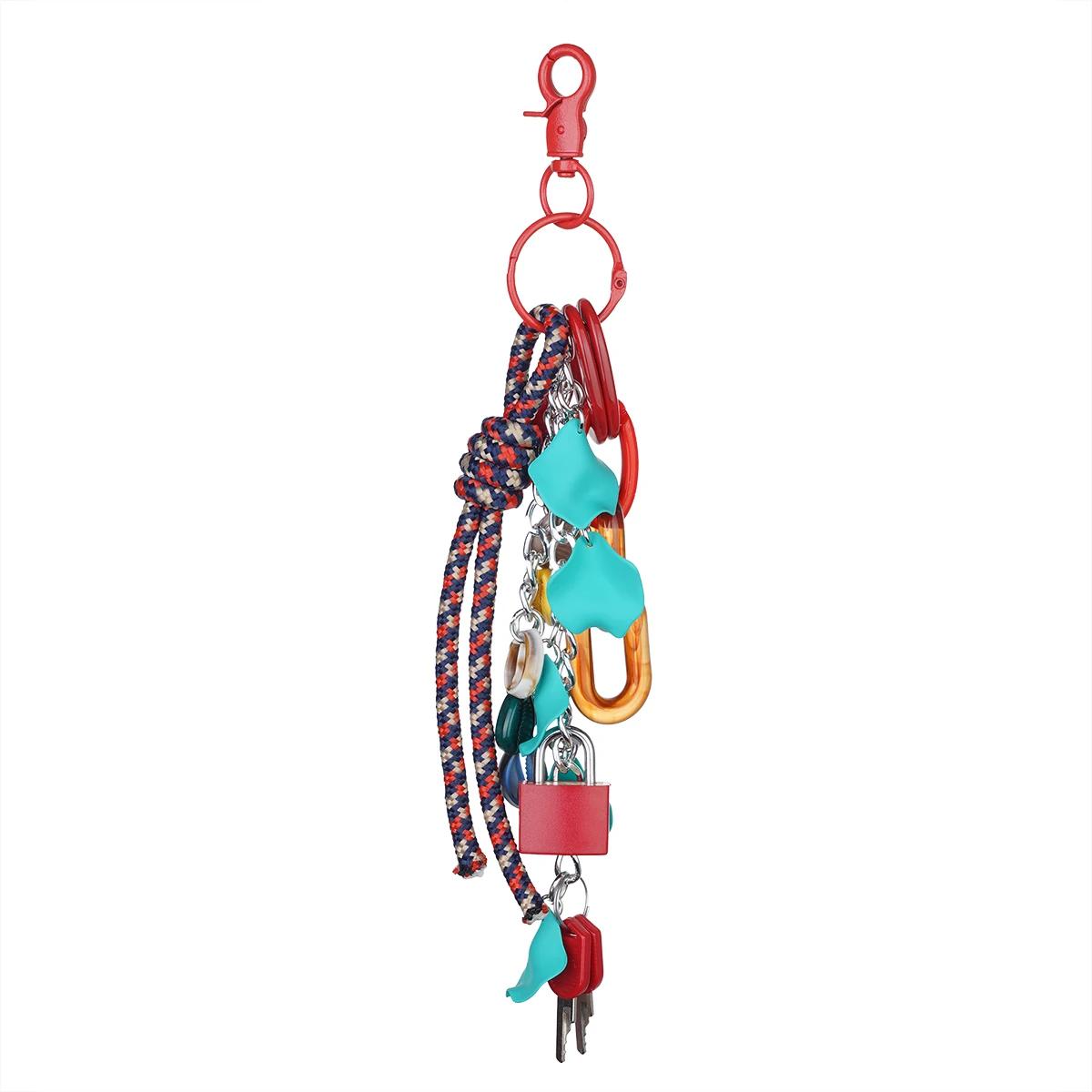 

Handmade Acrylic Ring and Lock Shape Bag Accessories key Chain for Women New Stylish DIY Phone Case Charms and Purse Decorations красный