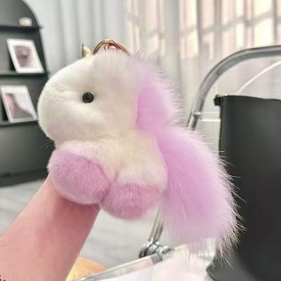 Keychain Pendant Charm Soft Fabric Keyring Pendant Imitation Mink Fur Horse Backpacks Handbags Accessories