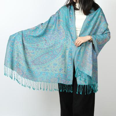 Luxuriöser Damen Paisley Jacquard Schal Seidige Pashmina Ethnischer Stil Fransen Schals Weiche Lange Schals und Tücher für Dame Bufandas