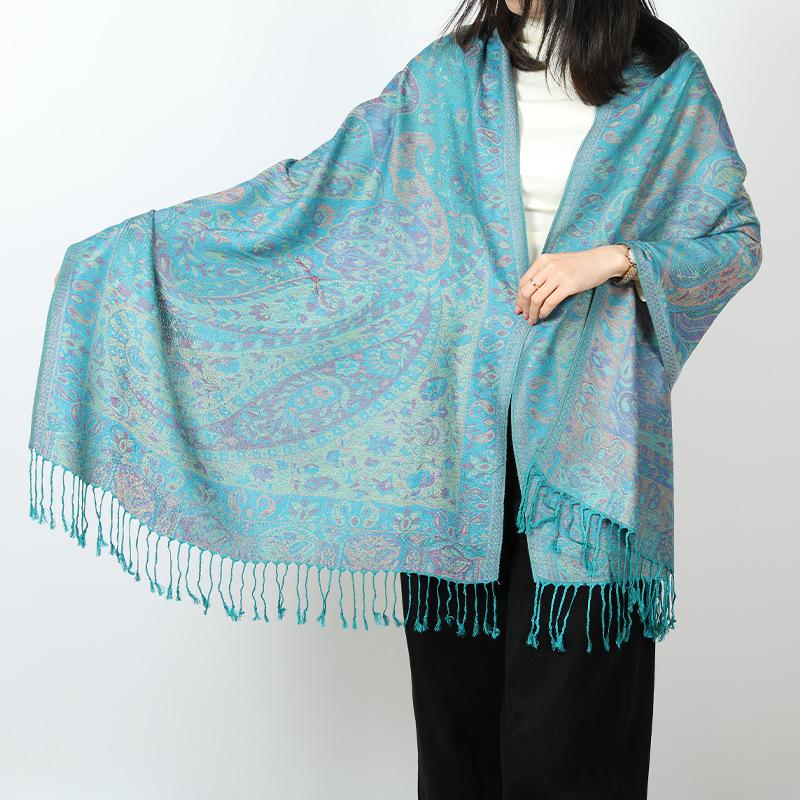 New retro shawl with women's travel vacation photo scarf warm scarf cape fringe