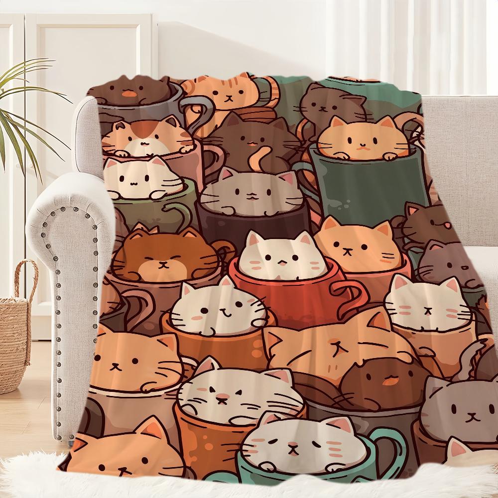 

Cute C Cat C Cartoon Kawaii Blanket For Soft Throw Blanket for Picnic Bed Sofa Home Bedroom Cozy Warm Comfortable 75x90cm