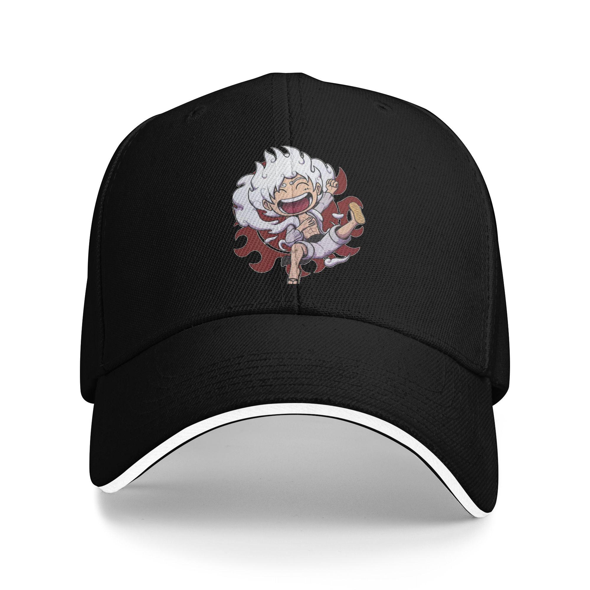 

Cute Luffy Gear 5 Baseball Cap Casual one piece Sandwich Cap for Men Women Adjustable Dad Hat Running Golf One Size чёрный