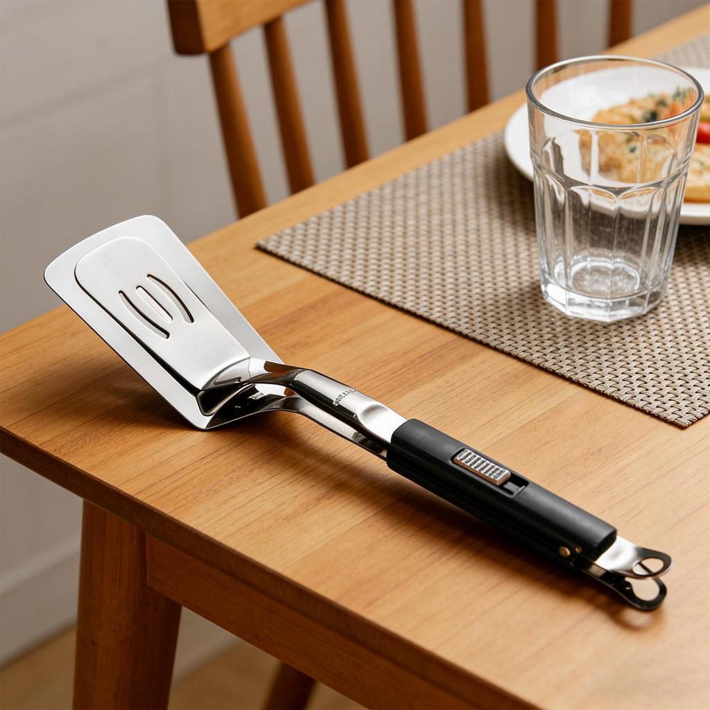 Paslanmaz Çelik Biftek Maşası Yumurta Çevirici Spatula Barbekü Et Maşası Ekmek Biftek Balık Çevirme Maşası Spatula Mutfak Pişirme Maşası