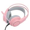 Wired Mic Headphones Gaming Headset HeadMounted Earphone Desktop Supplies 7.1 Single USB H200(Pink )