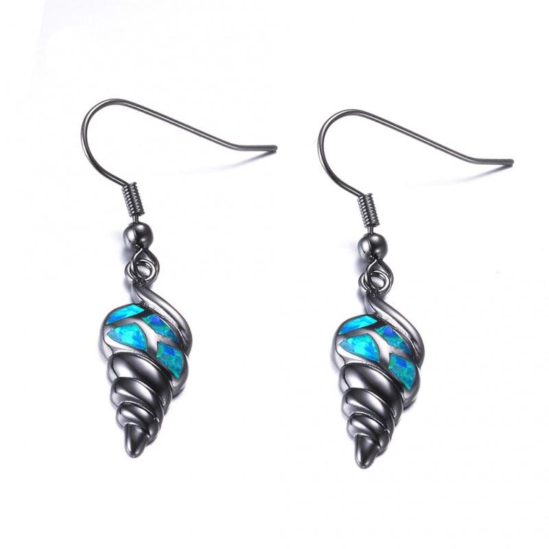 

Personalized Silver Black Gold White Blue Opal Conch Earrings Versatile Earrings