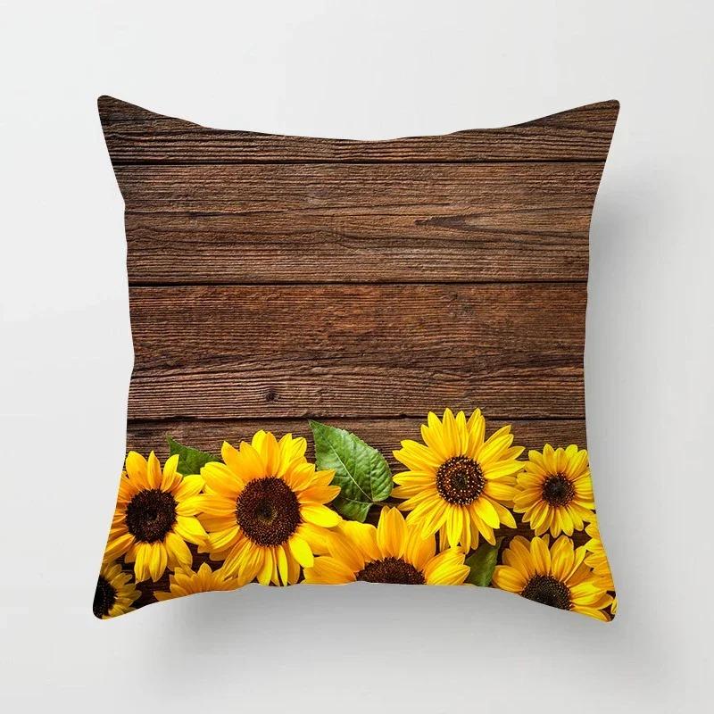 Office Living Room Home Pillowcase Sunflower Print Pattern Pillowcase Car Ornaments