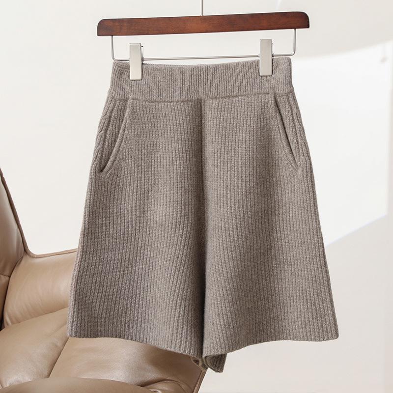 100% Vlna Šortky dámské s vysokým pasem áčkového střihu - Evropský podzimní/zimní styl