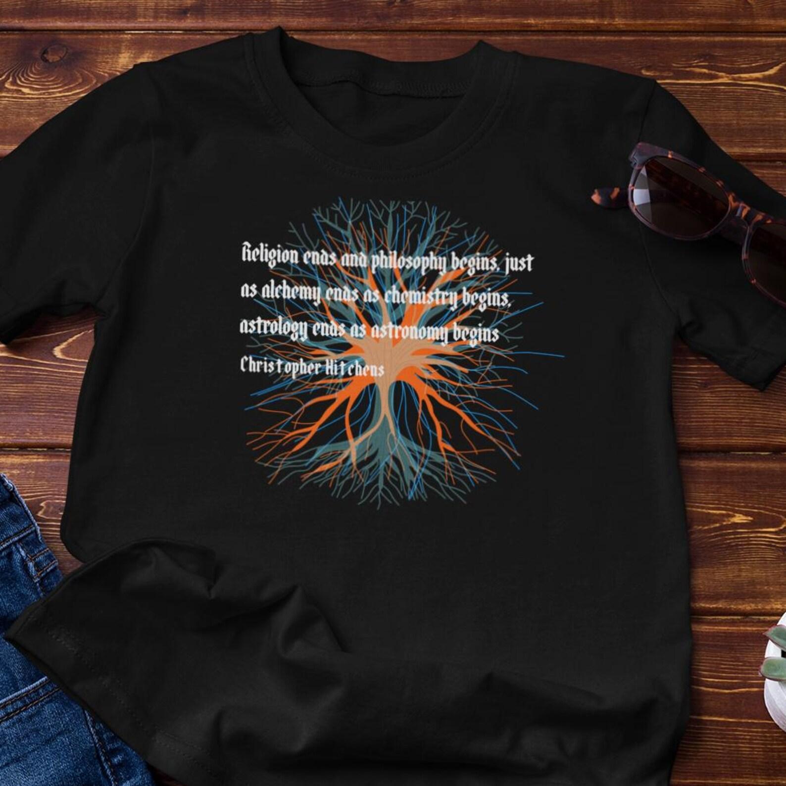 Atheist T-Shirt - Christopher Hitchens Quote | Science replaces superstition - Cotton Tee 4XL