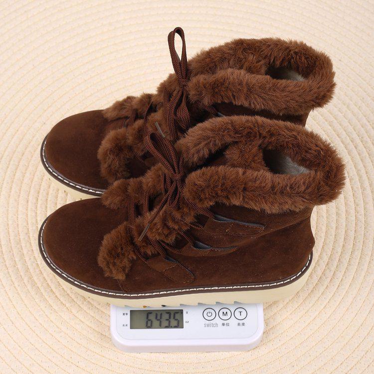 Damen Winter Schnür-Schnee- und Martin-Stiefel - Runde Zehenpartie, Große Größe, Kurze Baumwollstiefel