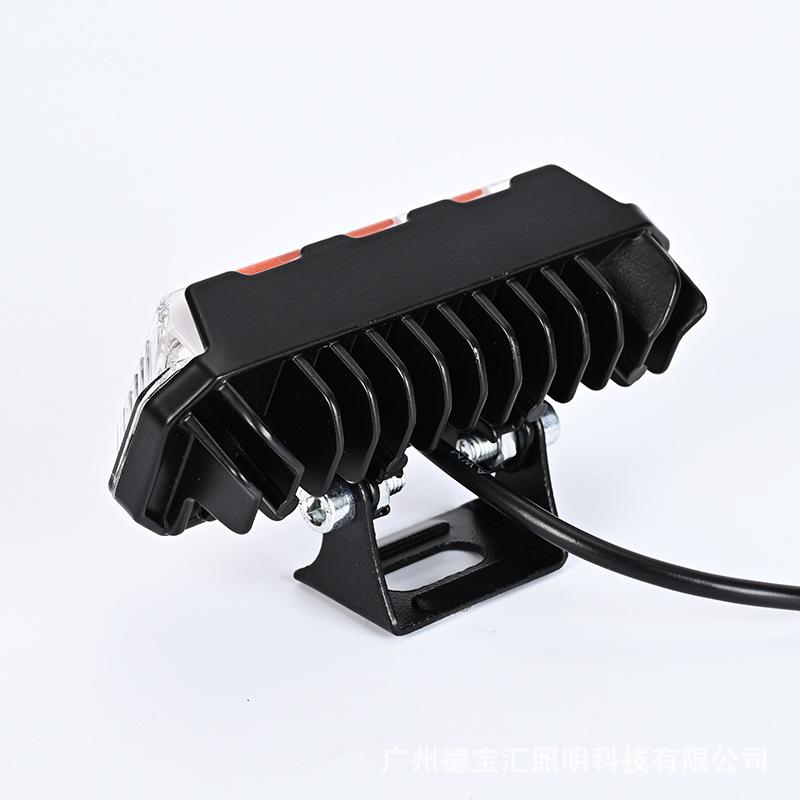 Motorcycle Spotlight with Three Sides 4 Lens LED Headlights Modified with Red and Blue Flashing