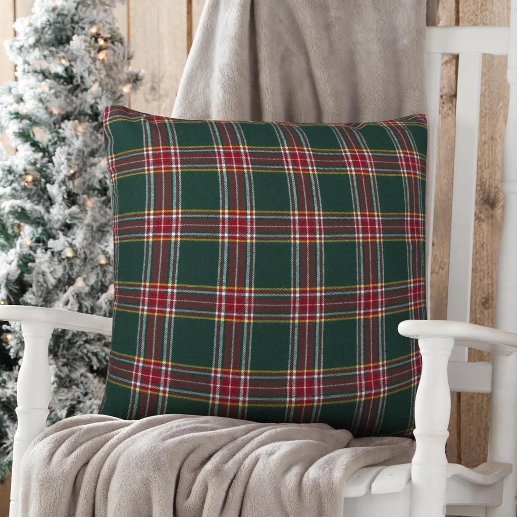 Christmas Plaid Decorative Throw Pillow Covers Snowflake Tartan Scottish Cushion Cover For Sofa Couch Farm-house Holiday Decor