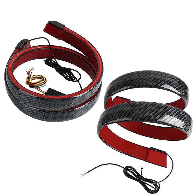 118cm 46.5in Car LED Spoiler Rear Spoiler Lip Kit For Vehicle Trunk Exterior Accessories Carbon Fiber DRL Brake Turn Signal Lamp