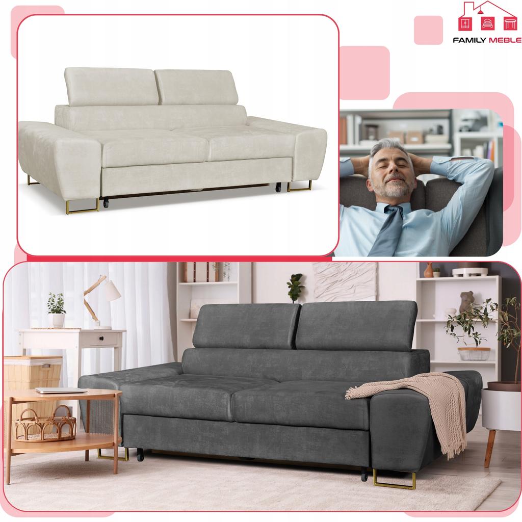 Sofa Couch Bosso Living Room Family Furniture Beige Velvet Recliner Headrest