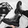 Fashion Men's High-Top Leather Boots Thick Bottom Fleece-Lined 2024 Autumn Winter New Men's Boots Breathable Non-Slip Men's Boots