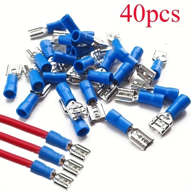 40Pcs Insulated Spade Electrical Crimp Cable Connectors Connector Terminal