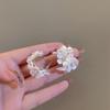 Latest Sweet Romantic Elegant White Flower Hoop Earrings | Stylish Shell Resin Delicate Pearl Flower Zircon Earrings | Trendy Versatile Jewellery