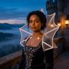 Lace Queen Cosplay Cloak Mesh Halloween Costume Accessories Victorian Stand Up Collar  Women