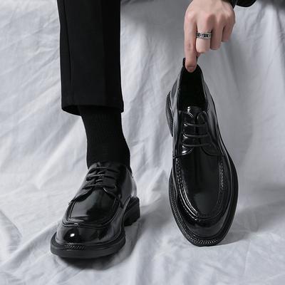 Mode 2024 Printemps Automne Plateforme Mode Chaussures Confortables Homme Noir Nouveau Business Formel Cuir Verni Visage Brillant Chaussures Homme Brock