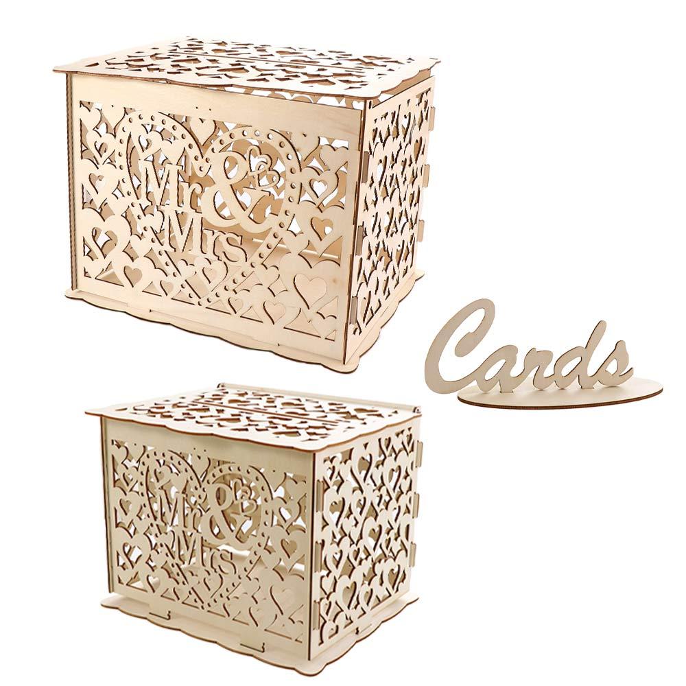 Business Card With Pattern Invitation Gift Party Supplies Wedding Decoration Card Box Wooden Box