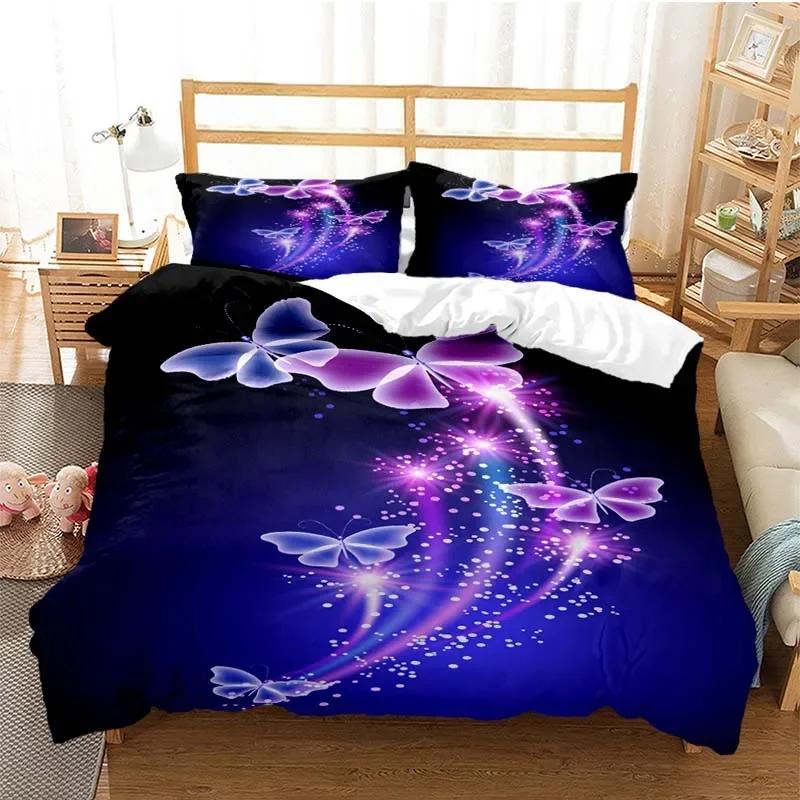 

Purple Lavender Butterfly Comfortable Duvet Quilt Cover Pillowcase Bedding Set Children Bedroom Decoration Home Textile 70x133cm