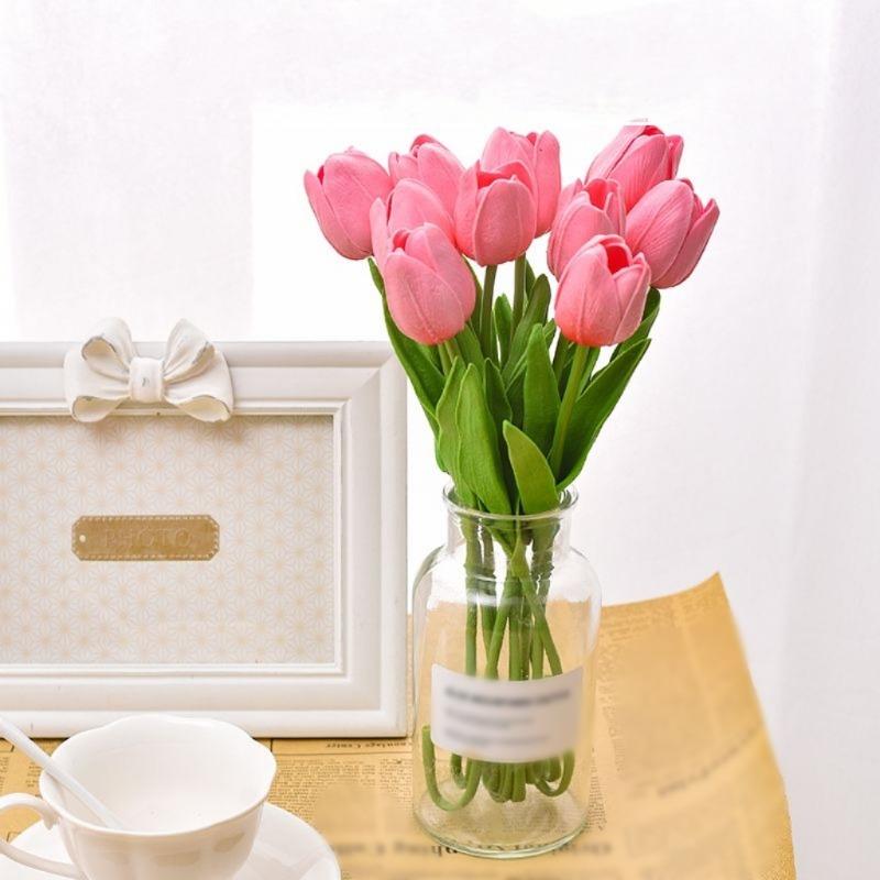 

1/10/20Pcs Tulip Flowers Artificial Tulip Bouquet Foam Fake Flower for Wedding Ceremony Decor Home Garden Bouquet Decoration 1pcs розовый