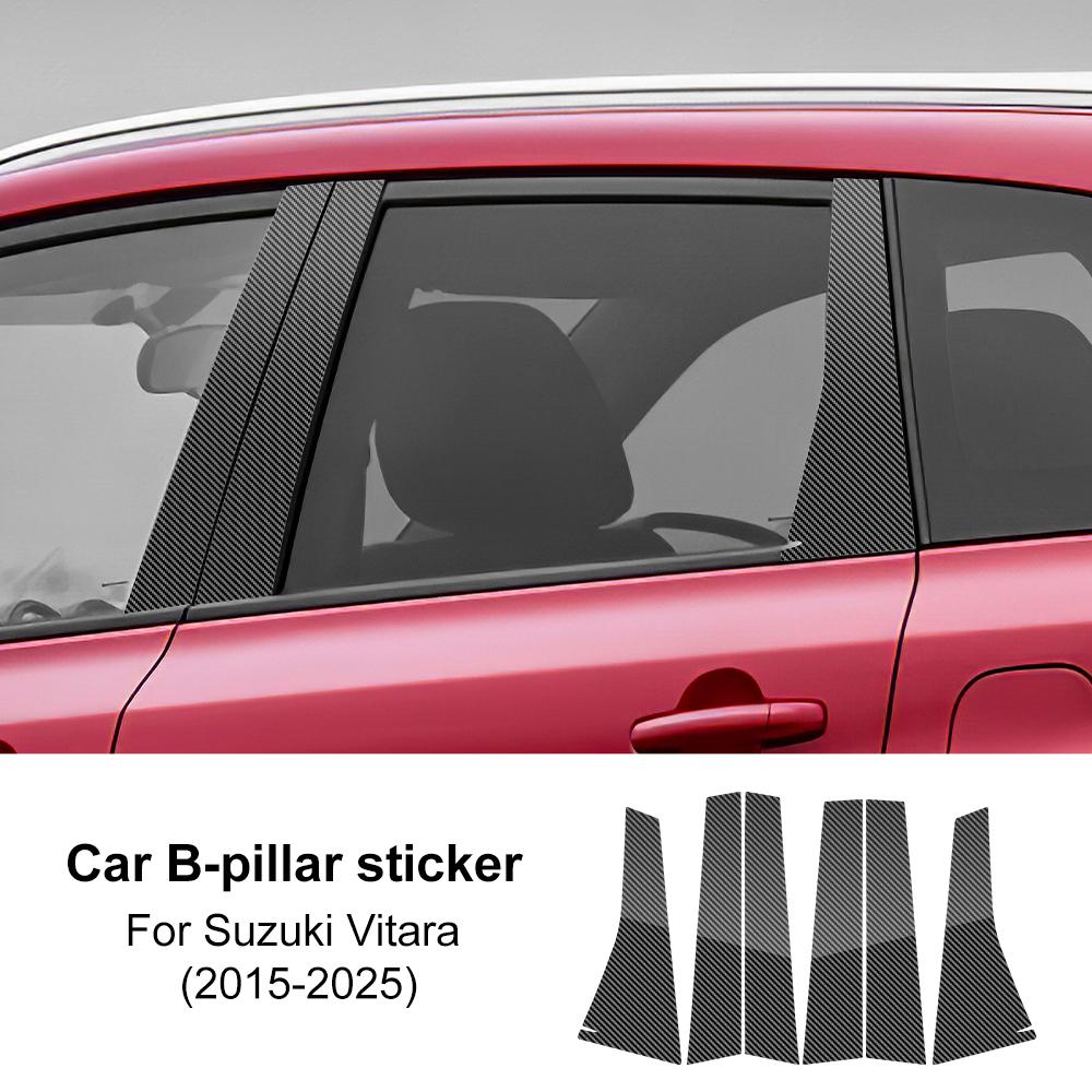 Car Window B C Pillar Stickers for Suzuki Vitara MK4 2015 2016 2017 2018 2019-2025 Door Column Post Trim Cover Glossy Black PC