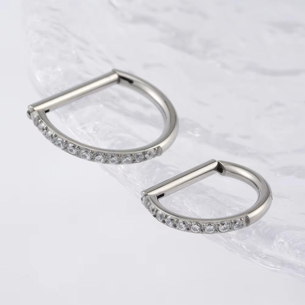 D Shape Ear Cartilage Piercing CZ 16G Nose Ring Hoop Septum Ring  Conch Helix Piercing